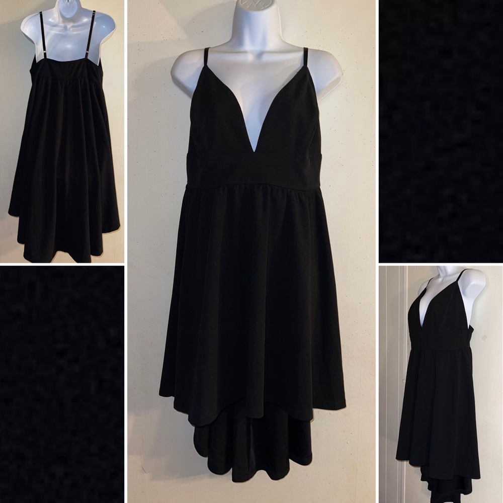 Black High-Low Spaghetti Strap Dress